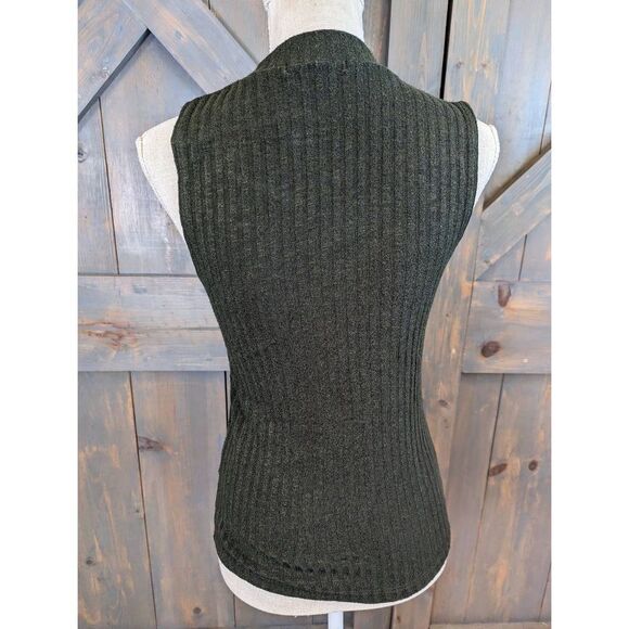 Cotton On Sweater Tank Top Women's Medium Hunter Green Mock Neck Ribbed light - Picture 3 of 7